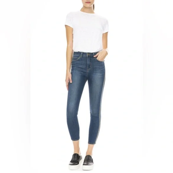 L’agence Margot Racer Stripe High Rise Ankle Skinny Neptune 25 - Picture 2 of 8